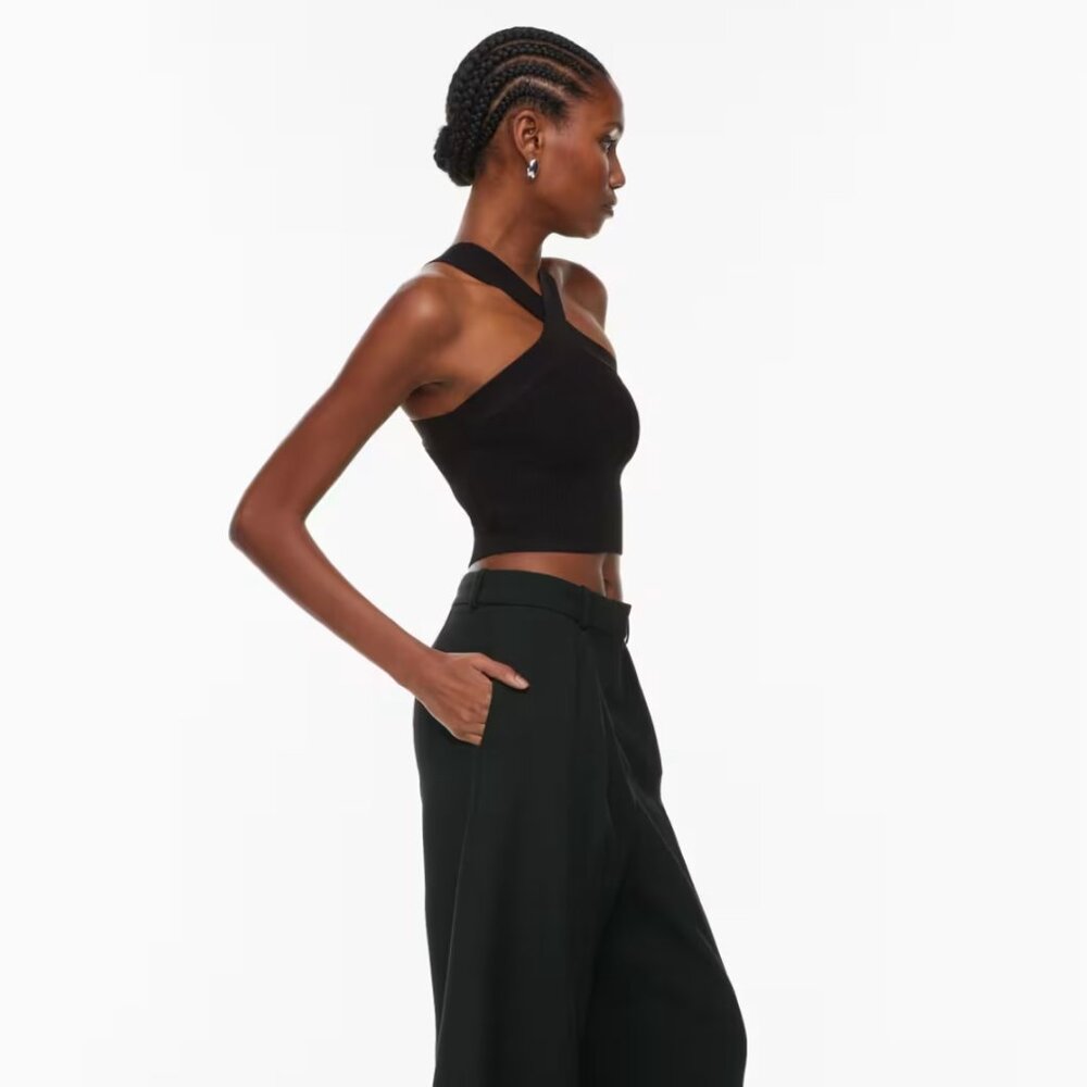 Cross neck black crop top